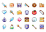 create pixel icons ui hud and game assets
